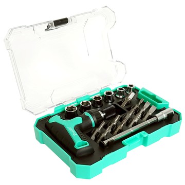 Pro’sKit 寶工18合1 T型柄迷你棘輪組 SD-2320M 多功能棘輪扳手 鉻釩鋼起子頭 碳鋼套筒 精美收納盒  1組