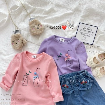 🌈✨mix1001厚 刷毛文藝水瓶印圖上衣✨兒童刷瓶罐刷毛上衣 5-17