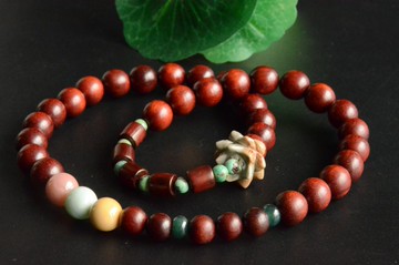 【蓮意】天然小葉紫檀雙圈手串阿拉善蓮花