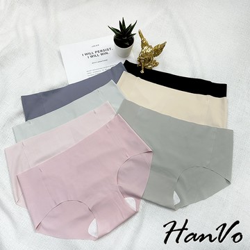 【HanVo】天天出貨 溫和色調輕薄冰絲無痕內褲 吸濕排汗 中腰親膚透氣三角褲 冰絲內褲 內褲 女內褲 A11-5671