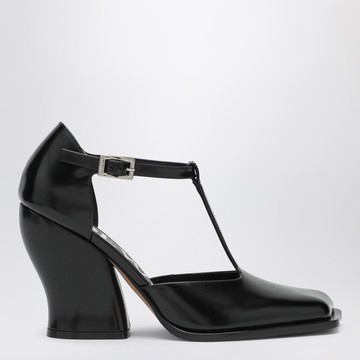 Black Onda T-bar pumps in polished leather