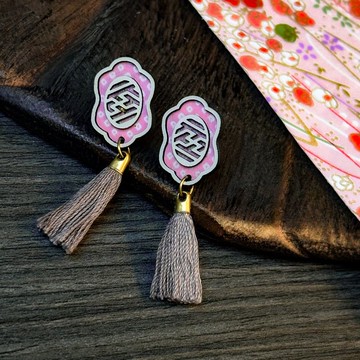 【日花格紙】紗菱形-木格窗花和貼耳小耳環