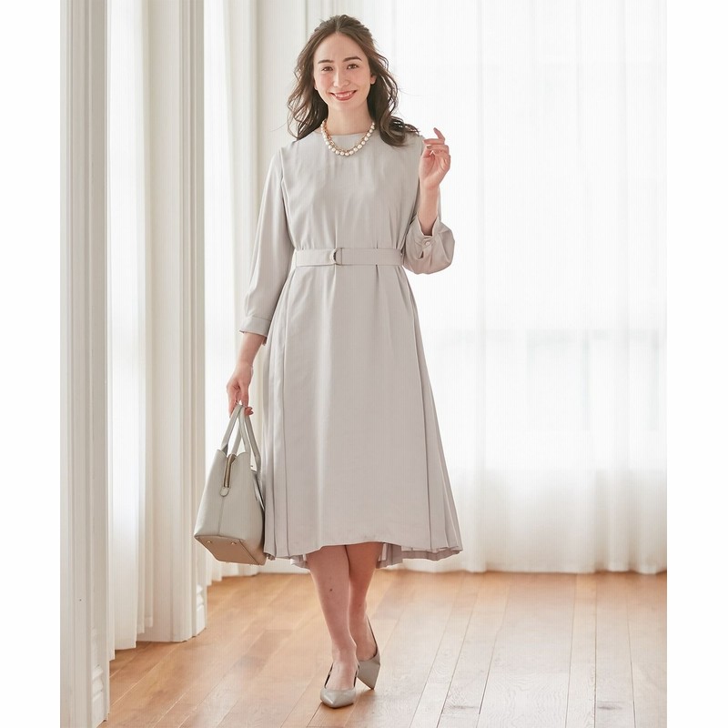 自由区 自由区 ワンピース ジオメトリックジャカード プリーツワンピース ベージュ レディース 通販 Lineポイント最大get Lineショッピング