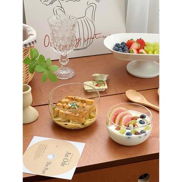 穆尼日式玻璃酸奶碗沙拉碗水果碗果凍雙皮奶碗耐高溫早餐碗甜品碗