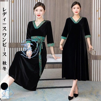 春チャイナ風ワンピース レディース 5分袖ワンピース夏チャイナドレス チャイナ服 ベルベットパーティードレス 40代 50代 ママ服着痩せ 気質 中華風 4xl 通販 Lineポイント最大get Lineショッピング
