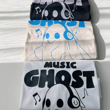 【MasCool】MUSIC GHOST幽靈短袖 短T 短袖TEE 短踢 素踢 落肩 T恤 T-SHIRT 寬鬆