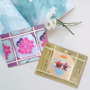 花角書籤－臺灣花磚浮雕書簽#A001－湖心花鳥 / 手祚書籤-1入