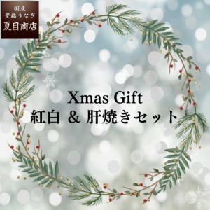 うなぎ 国産 2023年 クリスマスセット ギフト 紅白セット 蒲焼 白焼 155-167g×各1尾と肝蒲焼き串×3本 大盛2人前 送料無料 豊橋うなぎ