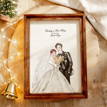 甜密婚紗 |似顏繪插畫|水彩人像|客製畫像|生日禮物|週年紀念