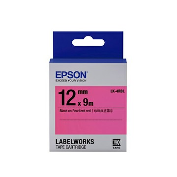 EPSON 珍珠彩系列 12mmx9M 紅底黑字標籤帶 / 盒 LK-4RBL｜領券最高折$220