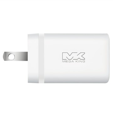 MEGA KING 氮化鎵三孔快充旅充頭 2C1A 65W  1個  白色  手機 + 筆電 + 平板 + SWITCH