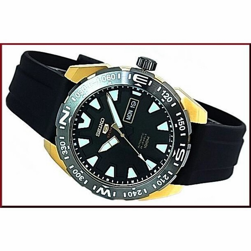 SEIKO 自動巻き腕時計 ブラックラバーベルトSEIKO5