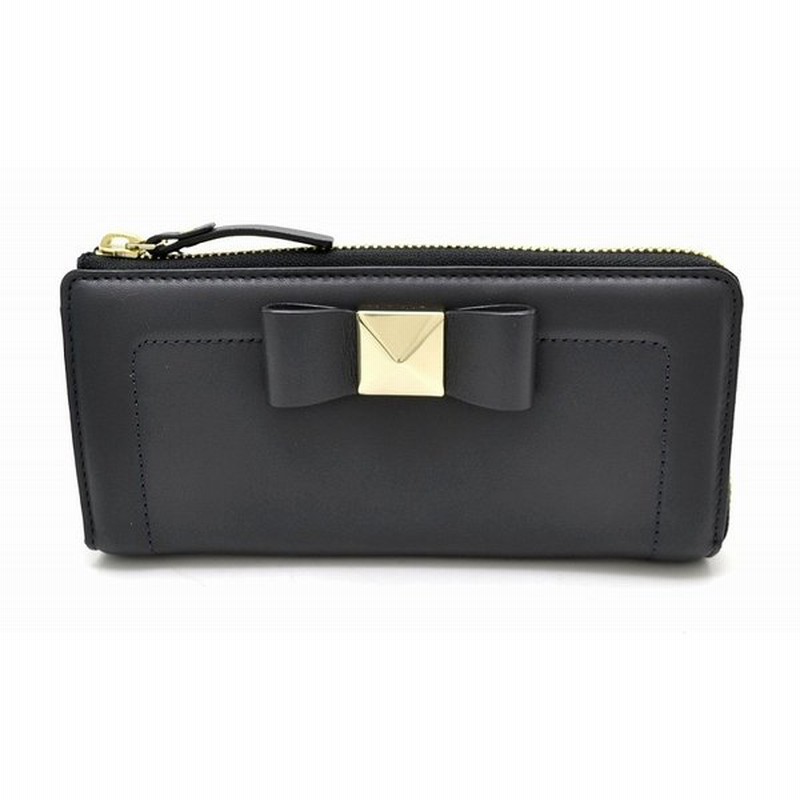 財布 Kate Spade ケイトスペード L字ファスナー 長財布 リボンモチーフ レザー 黒 ブラック Pwru3240 K 通販 Lineポイント最大0 5 Get Lineショッピング