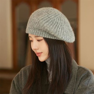 Acorn*橡果-韓系顯小臉貝蕾帽畫家帽南瓜帽遮陽帽毛帽1746(淺灰)