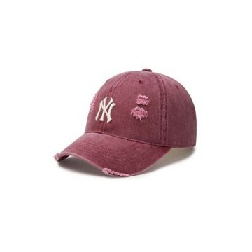 韓國 MLB 洋基 刷破水洗帽 老帽 帽子 酒紅色 男女 MLB-02 [台灣現貨]