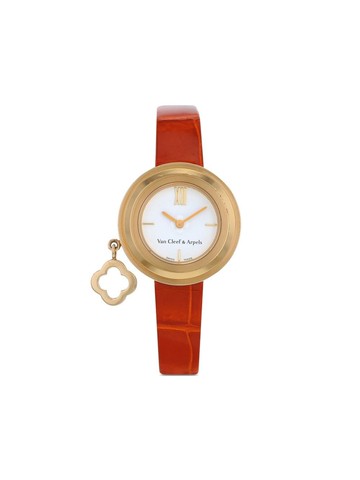 Van Cleef & Arpels - 2000 pre-owned Charms 26mm - women - Rose Gold/Sapphire/Leather - One Size - White