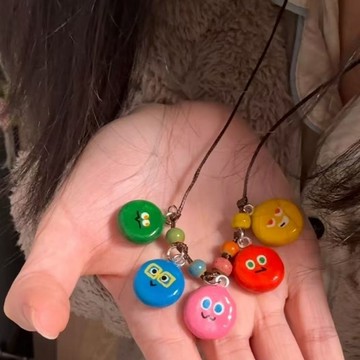 🎄❤️桃園出貨🎄❤️多巴胺2025卡通五月天周邊彩色小衆可愛毛衣百搭編繩項鍊配飾鏈女