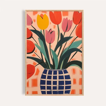 繽紛鬱金香 Colorful Tulips / 當代版畫花卉掛畫 畫芯 海報