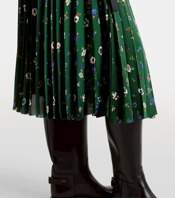 Sacai Floral plissé satin midi skirt