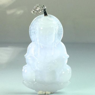 【森茂珠寶】緬甸天然翡翠A貨 觀音墜子 B1017
