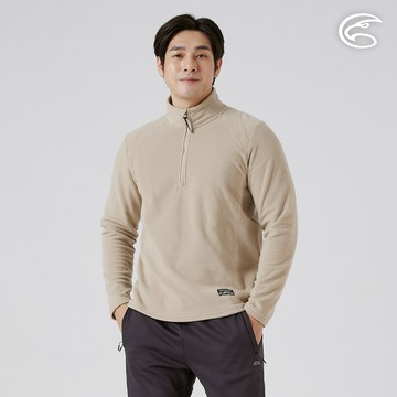 ADISI 男Super Soft抗起球半門襟保暖衣 AL2521078 石卡 (S-3XL)｜雙面刷毛 抗靜電  快乾 吸濕排汗