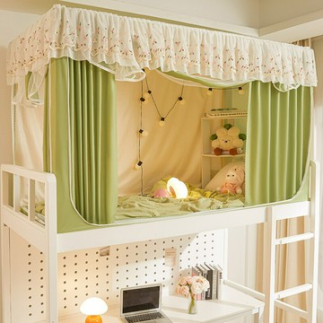 蕾絲邊學生宿舍蚊帳一體式帶遮光床簾寢室單人床幔開學上下鋪文帳