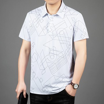 夏季冰絲t恤男速干運動休閑半袖上衣中年男士POLO衫爸爸夏裝短袖