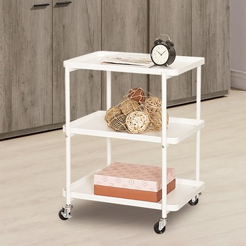 【Homelike】喜家居鋼製三層置物推車-雲朵白(2415)