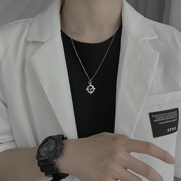 S925銀項鏈男潮高級感ins冷淡風掛飾輕奢小眾設計簡約個性男士吊
