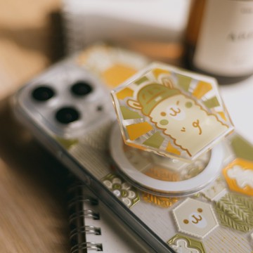 【磁吸手機座】草泥馬 /  綠黃 / 六角磁磚系列