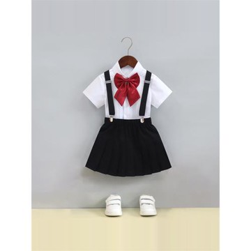 兒童禮服男童女童短袖背帶褲西服花童六一大合唱鋼琴演出服夏季