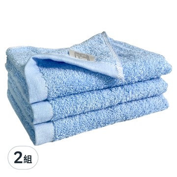 LIFE 來福牌 慶中元美棉質感洗臉巾3件組 精梳棉  藍色  6條