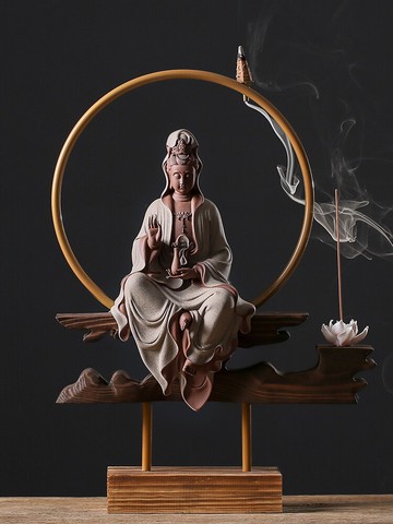 陶瓷南海觀音佛像擺件 禪意客廳家用居家供奉 中式玄關觀世音菩薩