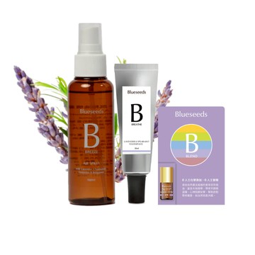 【Blueseeds】紫夜舒眠組 I 舒眠空間香氛精油噴霧100ml+薰衣草牙膏30ml+舒眠滾珠精油2ml I 芙彤園