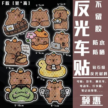 【臺灣-出貨🔥】卡皮巴拉水豚造型反光貼紙 電動車專用防水裝飾貼 適用多款電動機車 機車裝飾貼 防水貼紙 機車配件