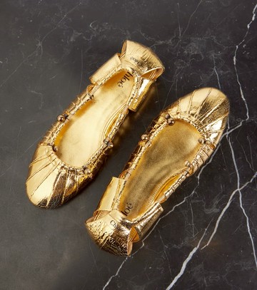 Chloé Luna cutout metallic leather ballet flats