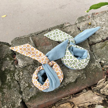 菱形花磚MIX / 綠 橘 / 軟鐵絲 鐵絲 髮帶 髮箍