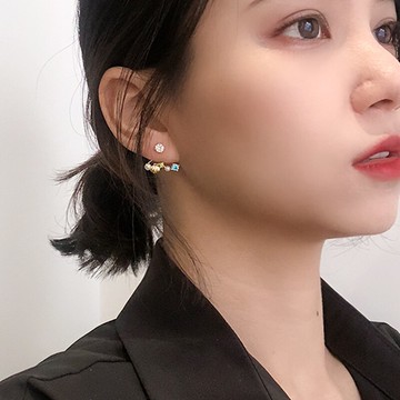 眼觀925純銀珍珠耳釘女不對稱貝殼日系輕奢ins風百搭后掛耳環網紅1入