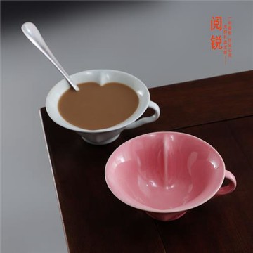 閱銳跨境愛心陶瓷色釉拉花杯意式咖啡杯印logo歐式卡布奇諾咖啡杯