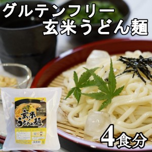 グルテンフリー 玄米うどん麺  4食分 国産玄米 小麦粉不使用 無添加 無着色 (100gx2個x2袋） 特定原材料27品目不使用