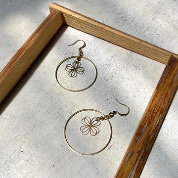 老林雜貨 | 黃銅蕾絲花耳環 (針式 / 夾式)