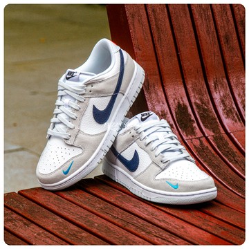 【逢甲FUZZY】Nike Dunk Low Mini Swoosh Grey 刺繡 小勾 灰白藍 FJ4227-001