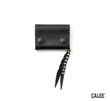Calee Studs Charm Plane Leather Flap Half Wallet鉚釘吊飾三折皮夾