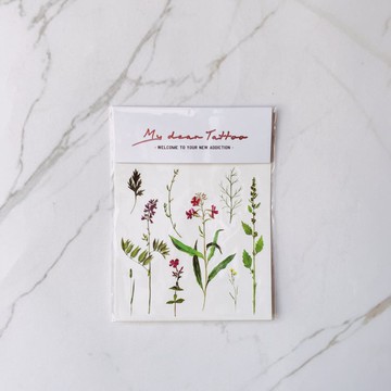 | 夏日的綻放 | 2入紋身貼紙刺青  花草系 水彩手繪花