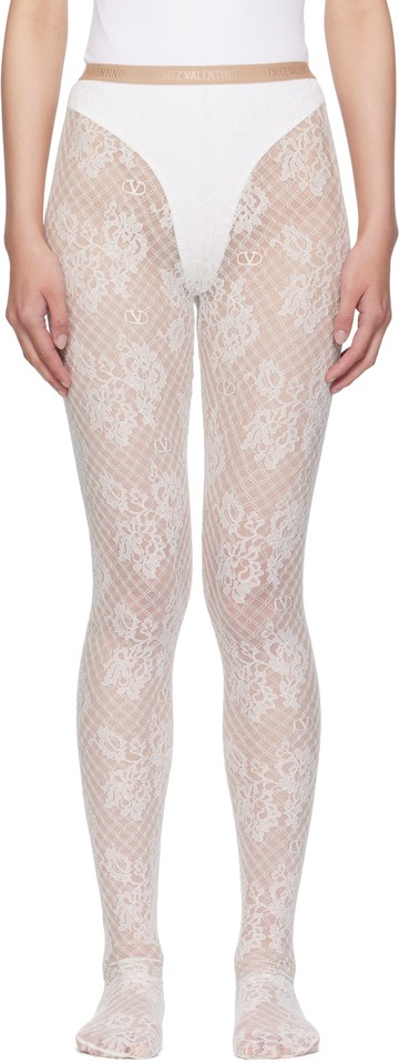 Valentino 灰白色 Rebrodé Lace 连裤袜
