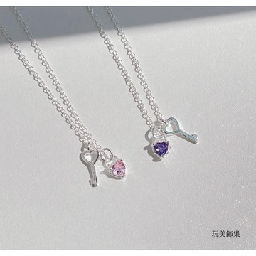 玩美飾集｜925純銀 項鍊 愛心鑰匙造型 打開心鎖 純銀項鍊 鎖骨鍊 短項鍊 低過敏 韓系 VN0105/VN0106