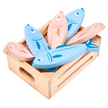 mentari 新鮮漁獲木盒 包含6條魚 3條藍色魚和3條粉紅色魚 MT7403  粉色 + 藍色  1組