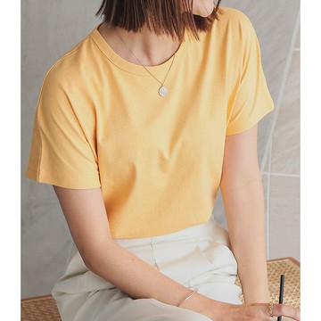 日本 Kobe Lettuce - 100%棉 透氣親膚簡約短袖上衣-淡橙色