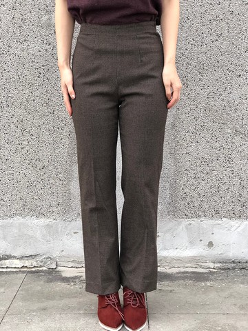 深咖啡細格紋長褲