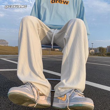 垂感褲子男潮ins高街直筒長褲春秋潮牌寬松運動褲美式復古休閑褲